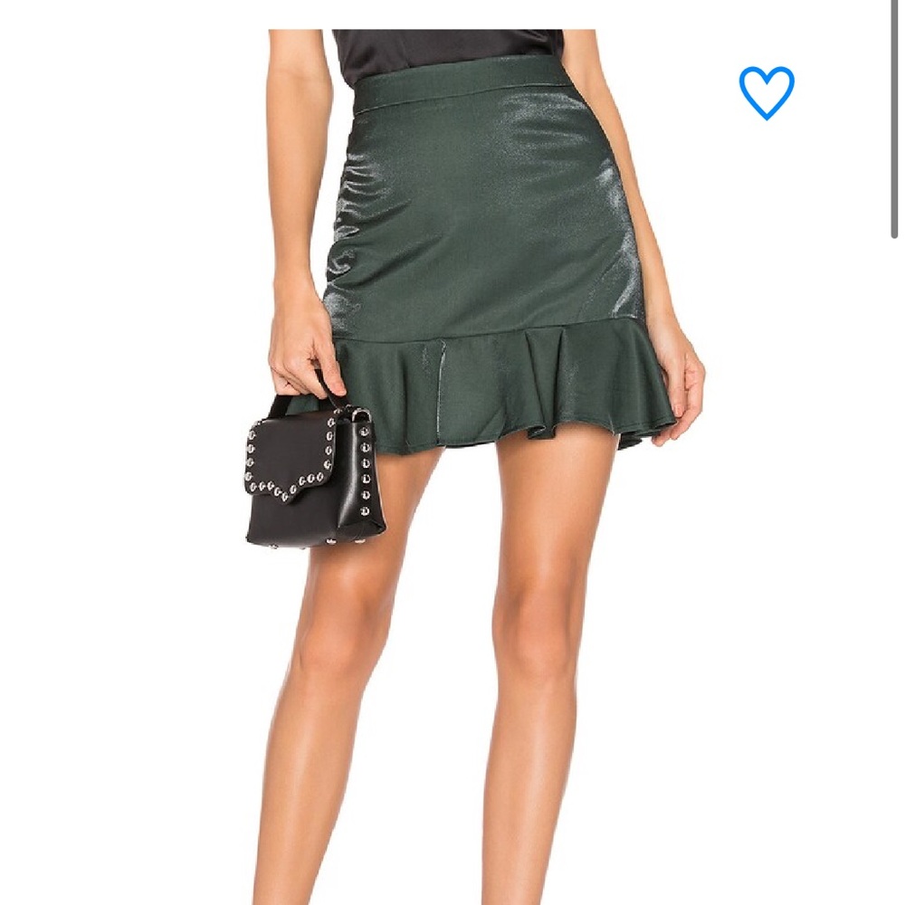 Anthro About Us Lorraine Ruched Skirt XXS Metallic Green Mini Party Skirt